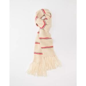 NWT American Eagle Cream Multi Color Stripe Fringed Skinny Knit Scarf Women's OS